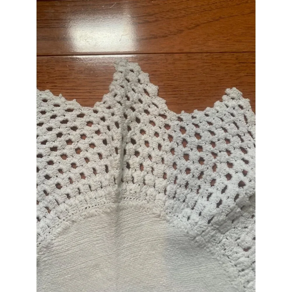 Handcrafted 16-Inch Vintage Cream Crocheted Round Doily